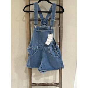 Zara Women’s Denim Short Overall Medium Blue